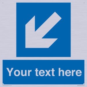 Custom Mandatory directional sign, blue arrow down and left